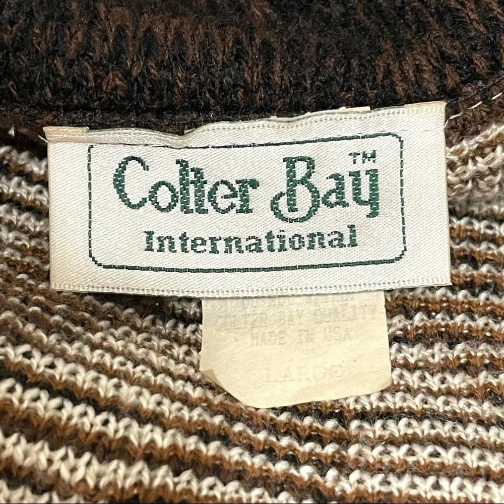 Vintage Colter Bay Mixed Pattern Longline Open Front Cardigan Sweater Large XL